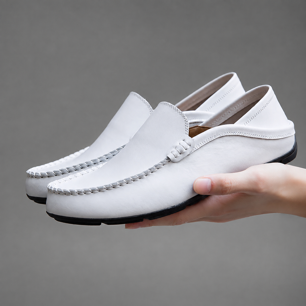 Men's Genuine Leather Driving Loafers – Classic Slip-On Moccasins