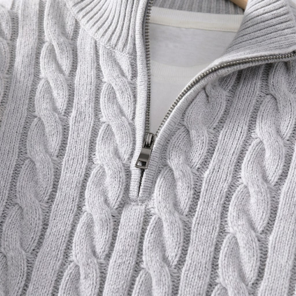 Men’s Cotton Half-Zip High-Collar Sweater
