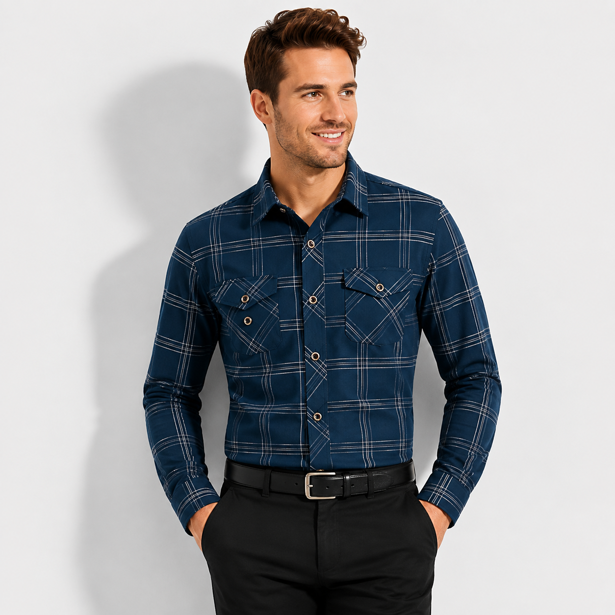 Men’s Brushed Cotton Plaid Flannel Shirt