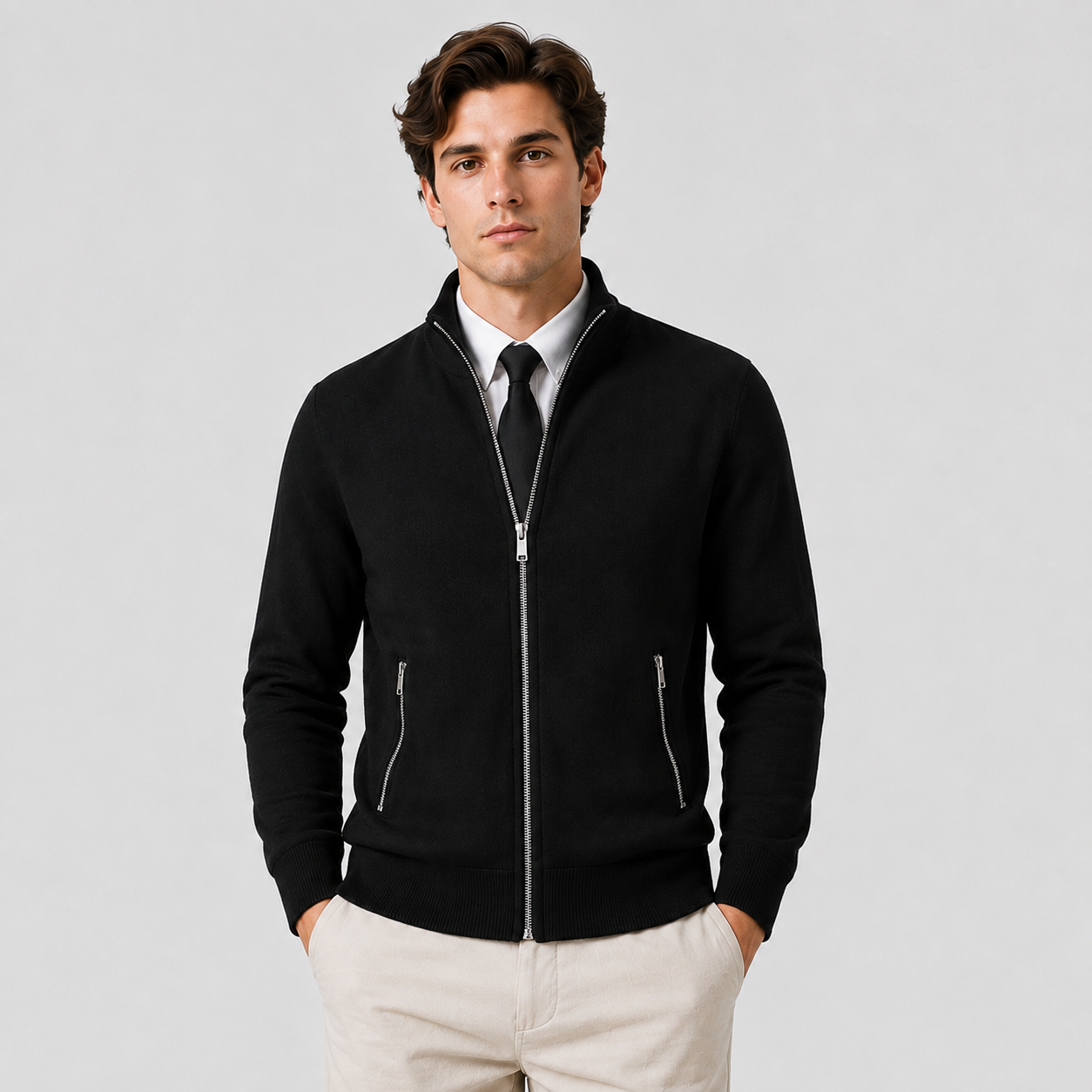Men’s Classic Zip-Up Knit Cardigan