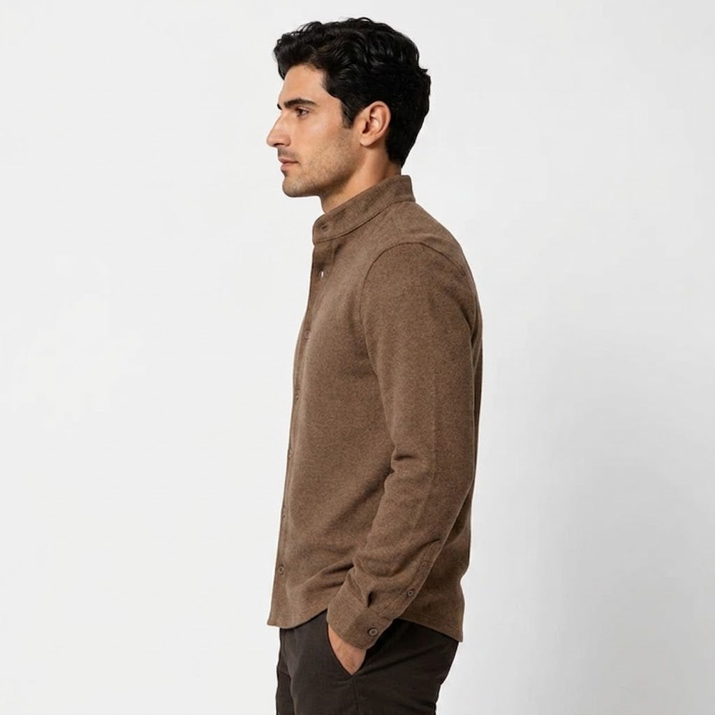 Men’s Stand-Collar Flannel Shirt