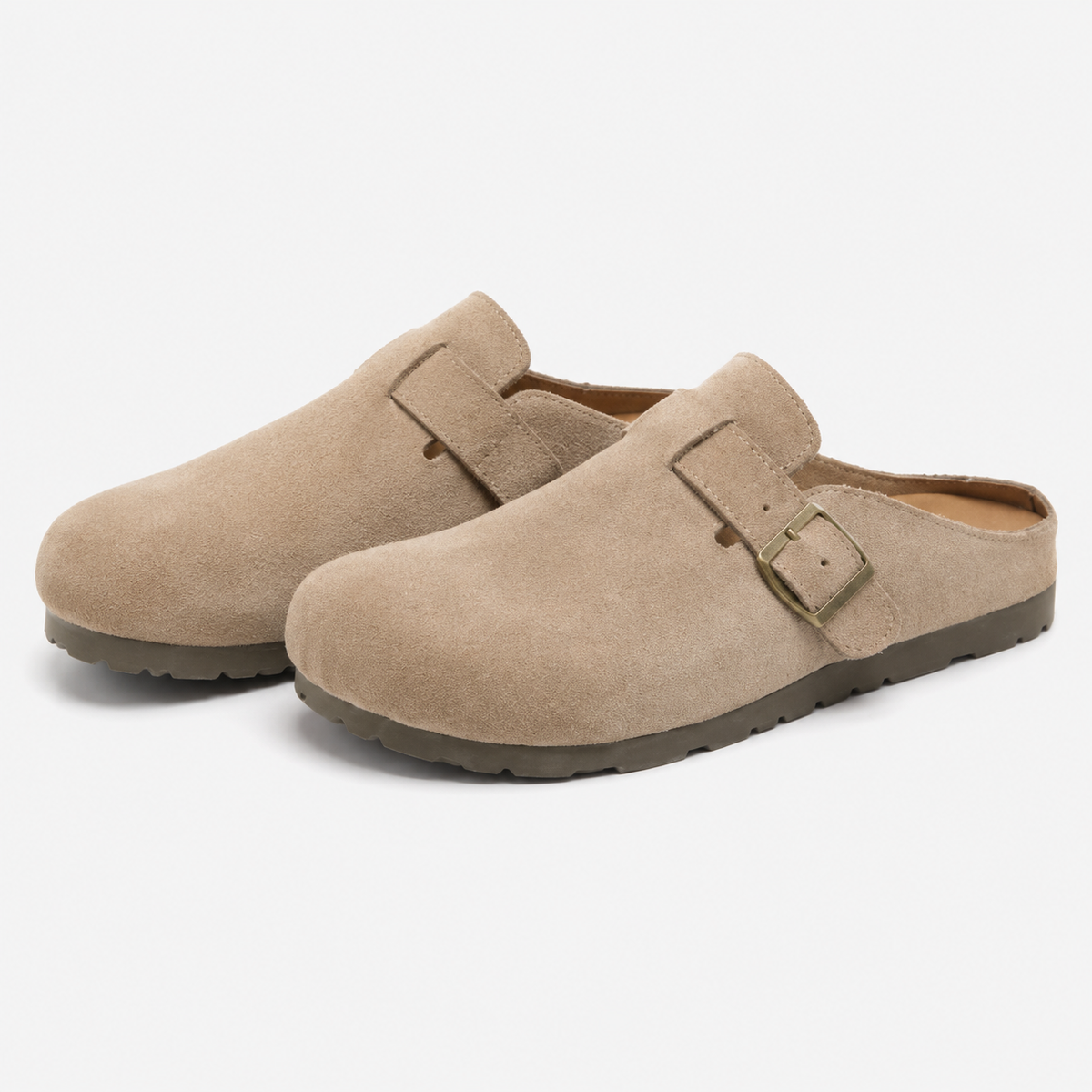 Unisex Faux Suede Mules - Buckle Flat Slip-On Shoes