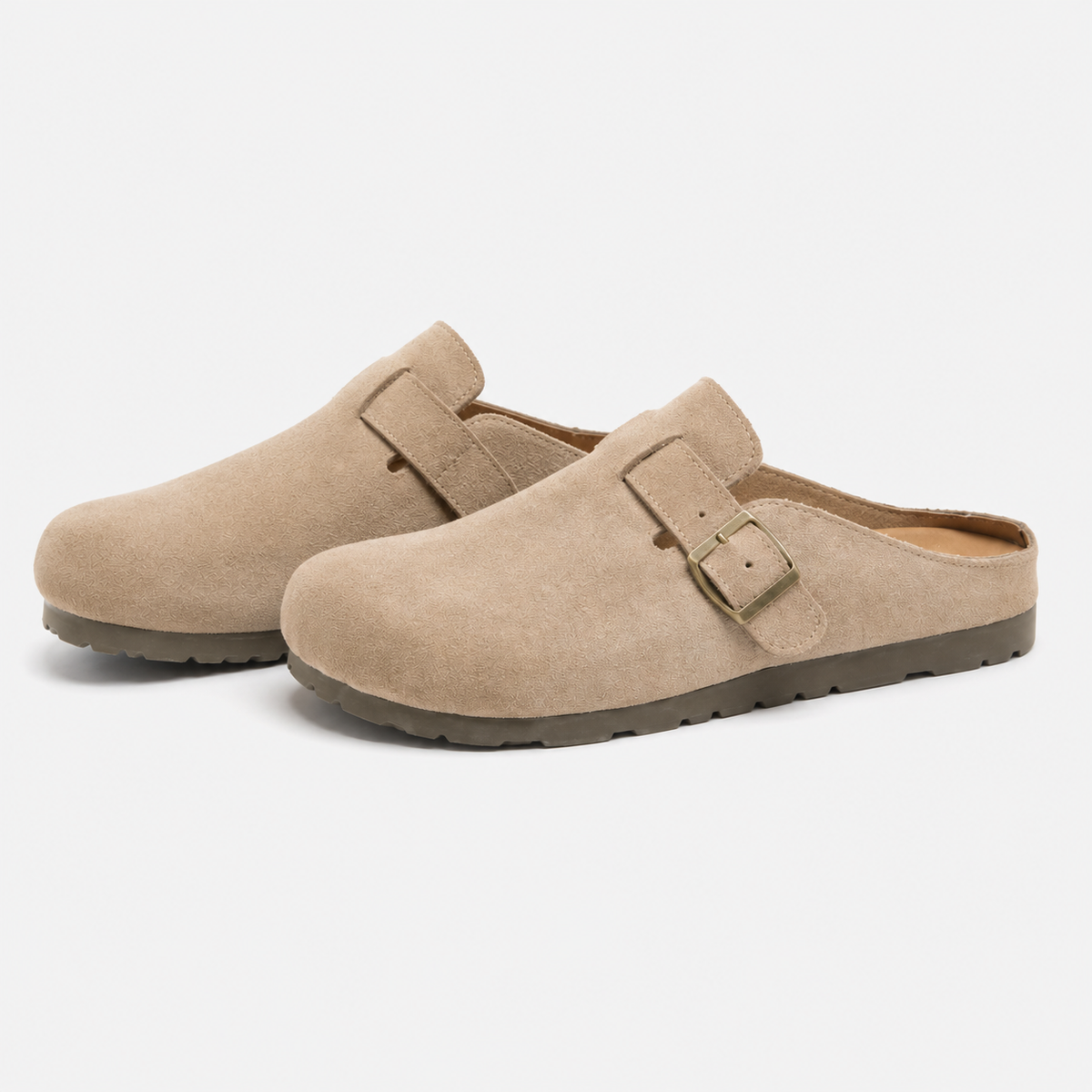 Unisex Faux Suede Mules - Buckle Flat Slip-On Shoes
