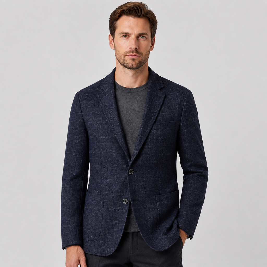 Men's Plaid Blazer - British Style Single-Breasted Jacket
