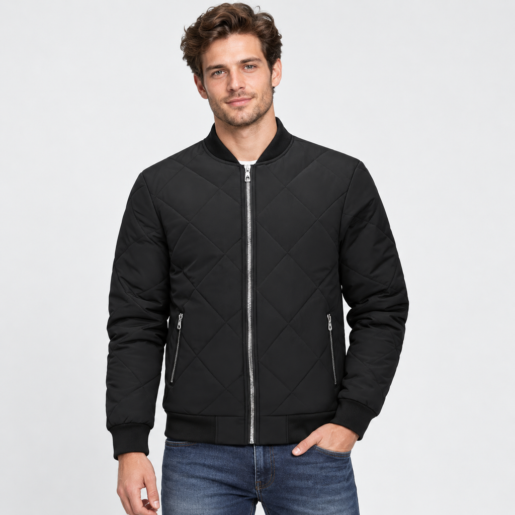 Men's Bomber Jacket Polyester Baseball Collar Casual Coat