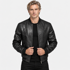 Men's PU Motorcycle Jacket Windproof Biker Style Workwear Coat