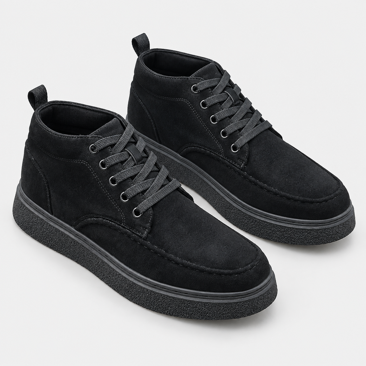 Men's Faux Leather Boots Lace-Up Round Toe Casual Shoes