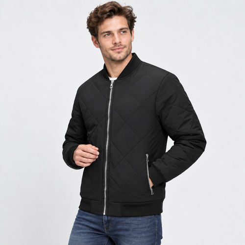 Men's Bomber Jacket Polyester Baseball Collar Casual Coat