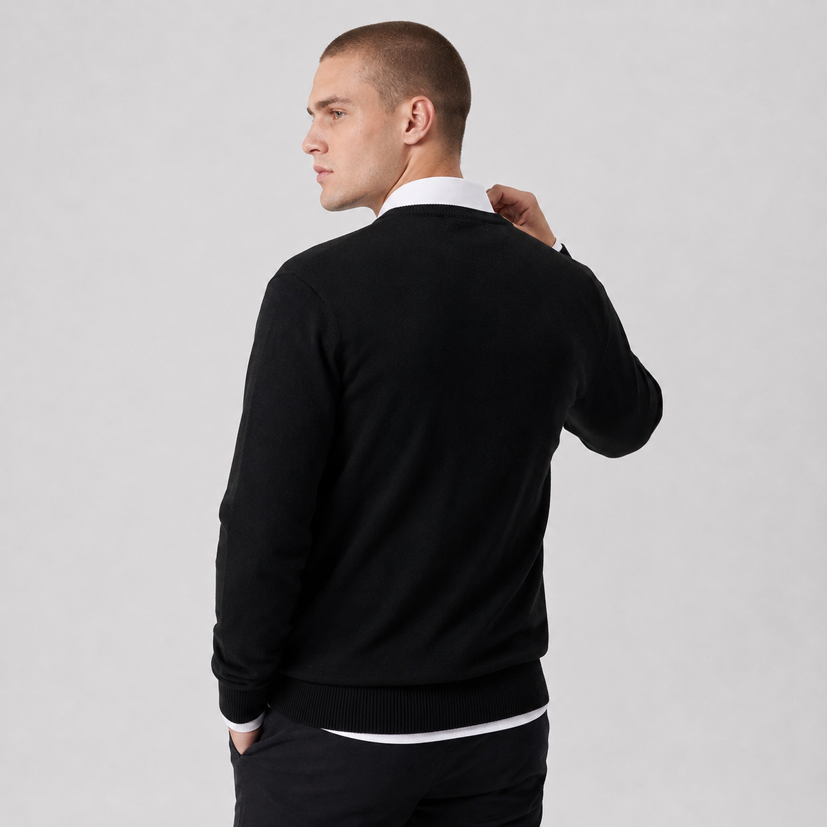 Men's Cashmere Blend Sweater - Crew Neck Long Sleeve