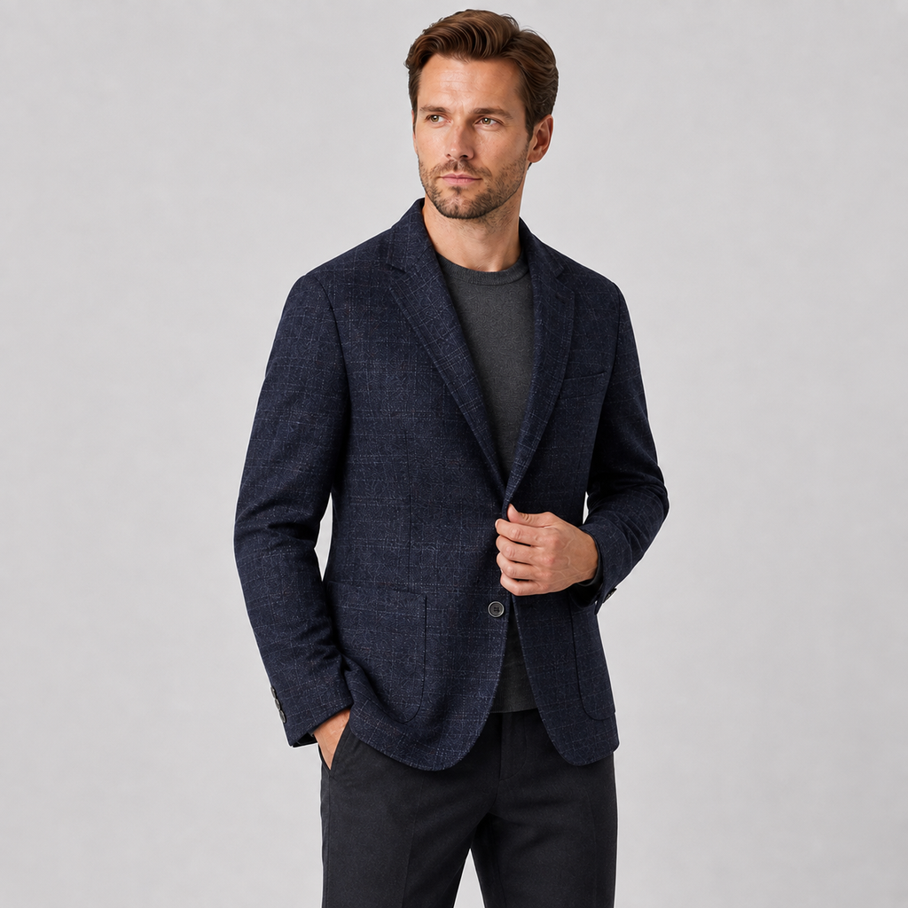 Men's Plaid Blazer - British Style Single-Breasted Jacket