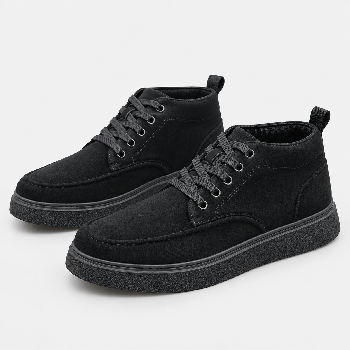 Men's Faux Leather Boots Lace-Up Round Toe Casual Shoes