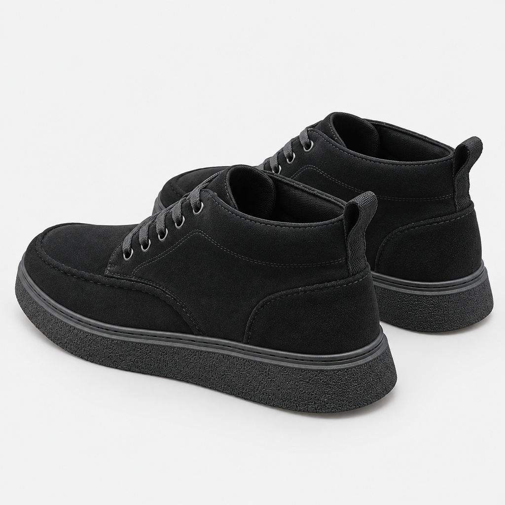 Men's Faux Leather Boots Lace-Up Round Toe Casual Shoes