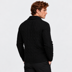 Men's Cable Knit Cardigan Acrylic Sweater Lapel Collar Coat