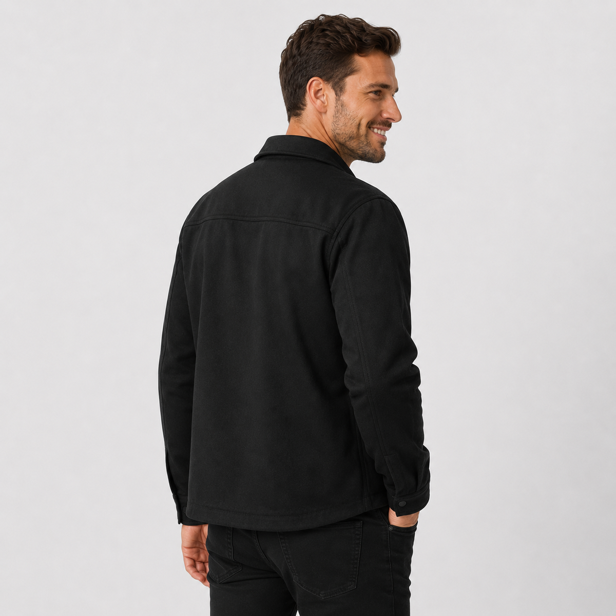 Men's Brushed Jacket - Polyester Rayon Loose Fit