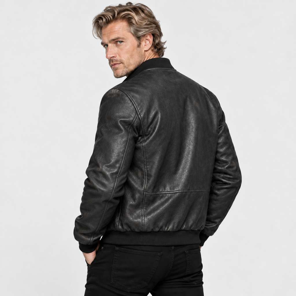 Men's PU Motorcycle Jacket Windproof Biker Style Workwear Coat