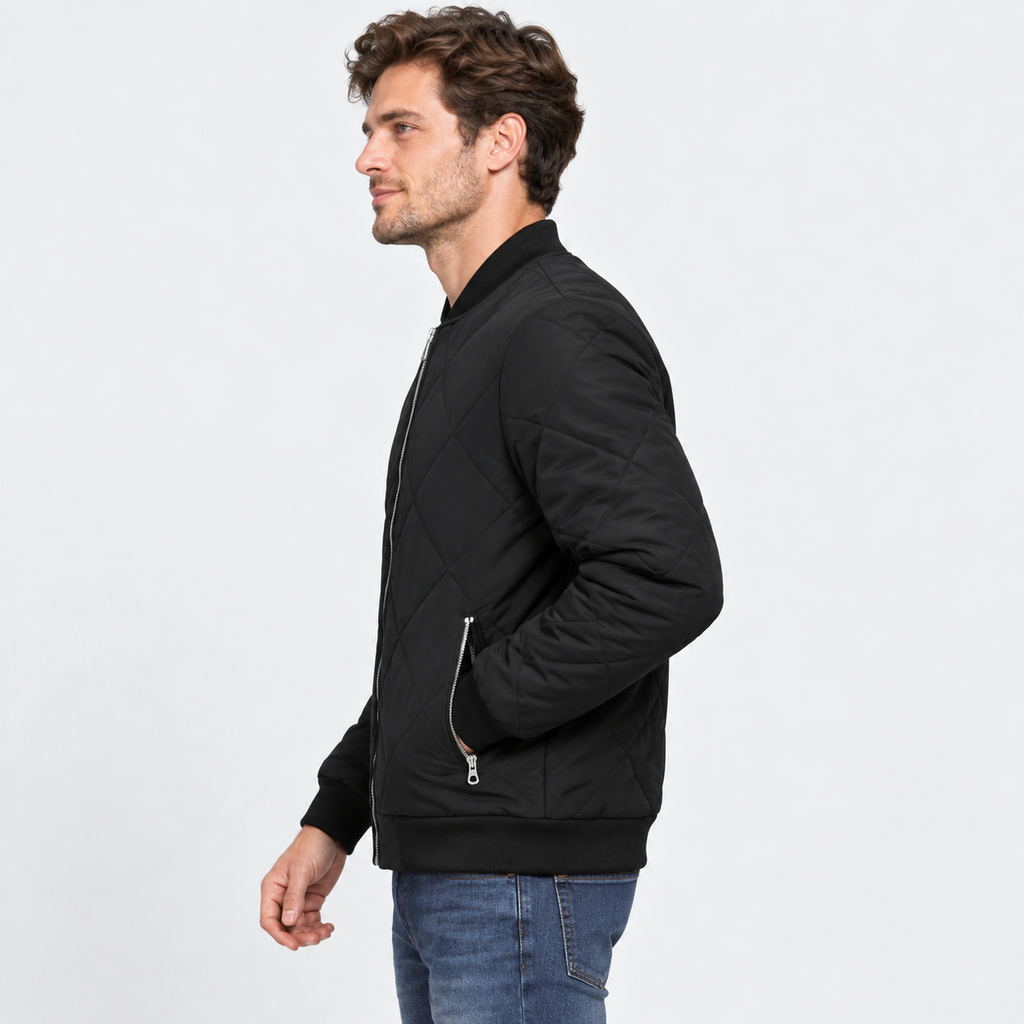 Men's Bomber Jacket Polyester Baseball Collar Casual Coat