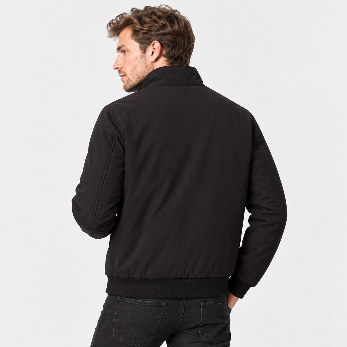 Men's Fleece Jacket Thick Polyester Stand Collar Winter Coat