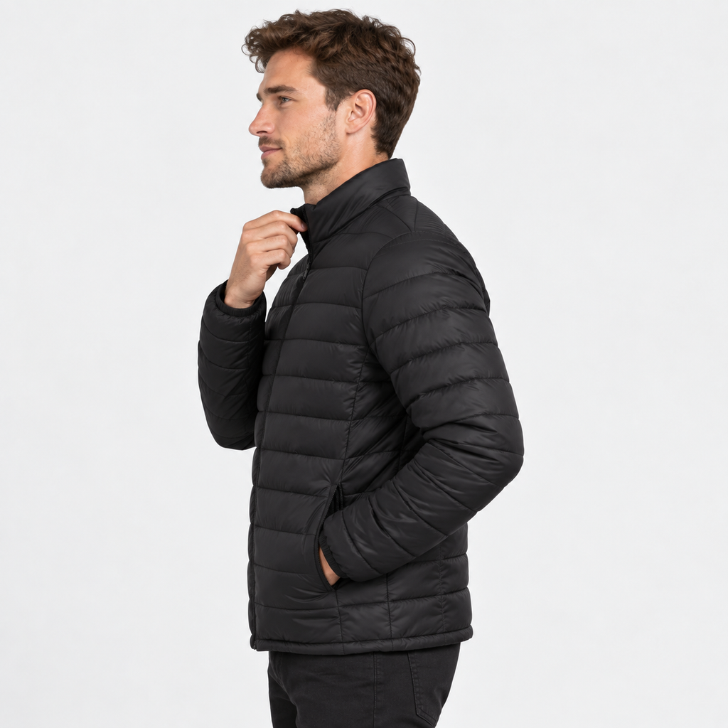 Men's Padded Coat Polyester Stand Collar Regular Fit Jacket