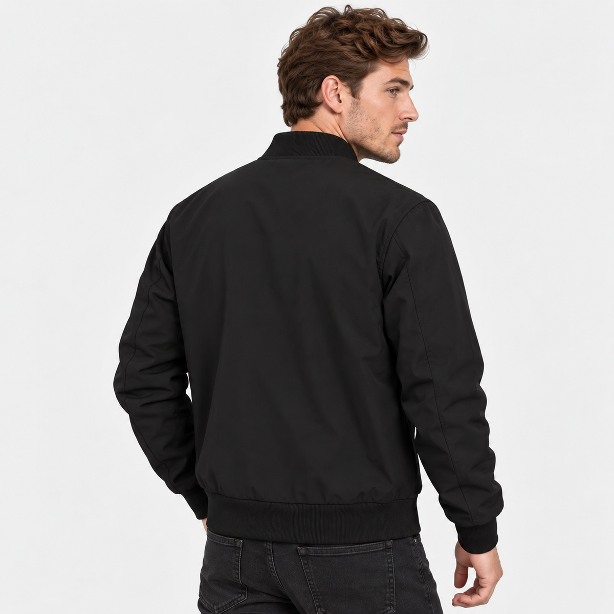 Men's Bomber Jacket Polyester Baseball Collar Regular Fit