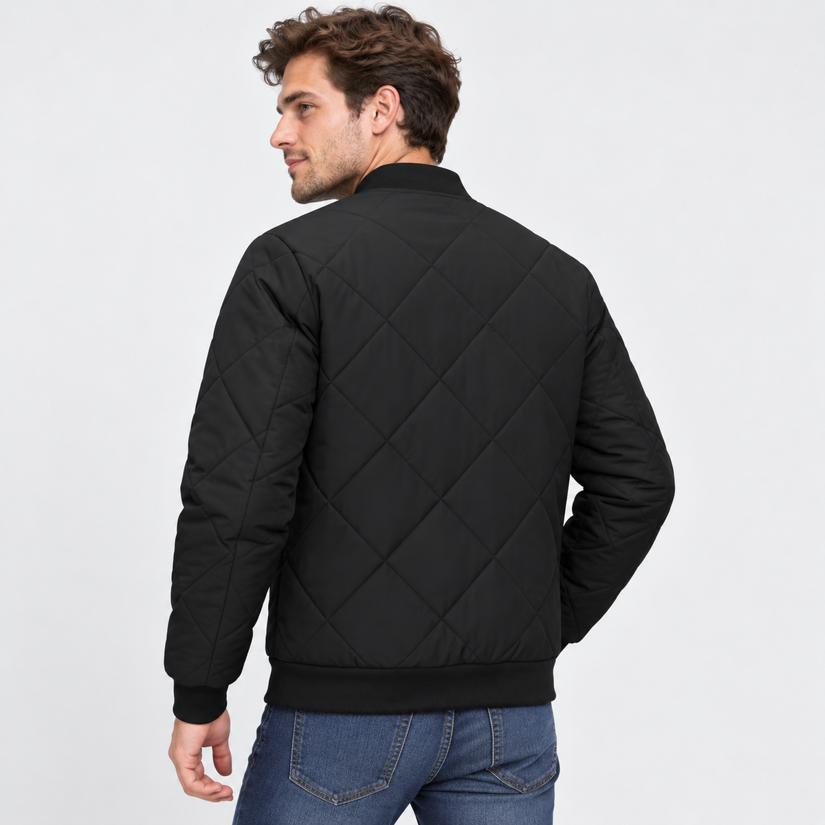 Men's Bomber Jacket Polyester Baseball Collar Casual Coat