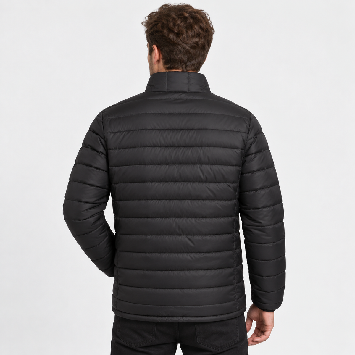 Men's Padded Coat Polyester Stand Collar Regular Fit Jacket