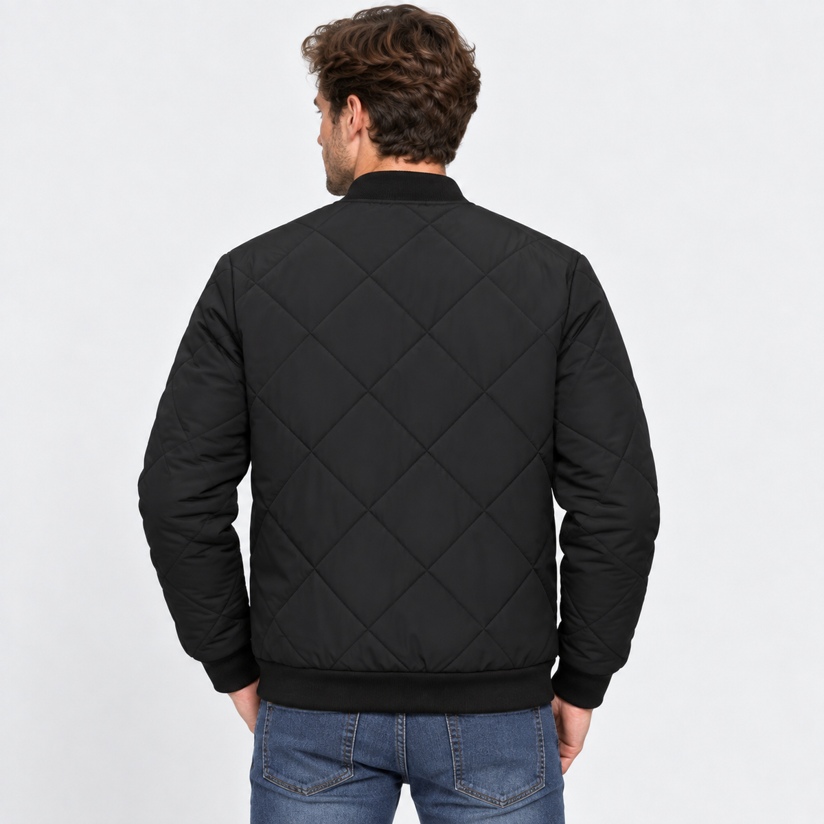 Men's Bomber Jacket Polyester Baseball Collar Casual Coat