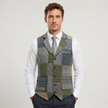 Men's Tweed Vest - Plaid Herringbone Slim Fit Waistcoat
