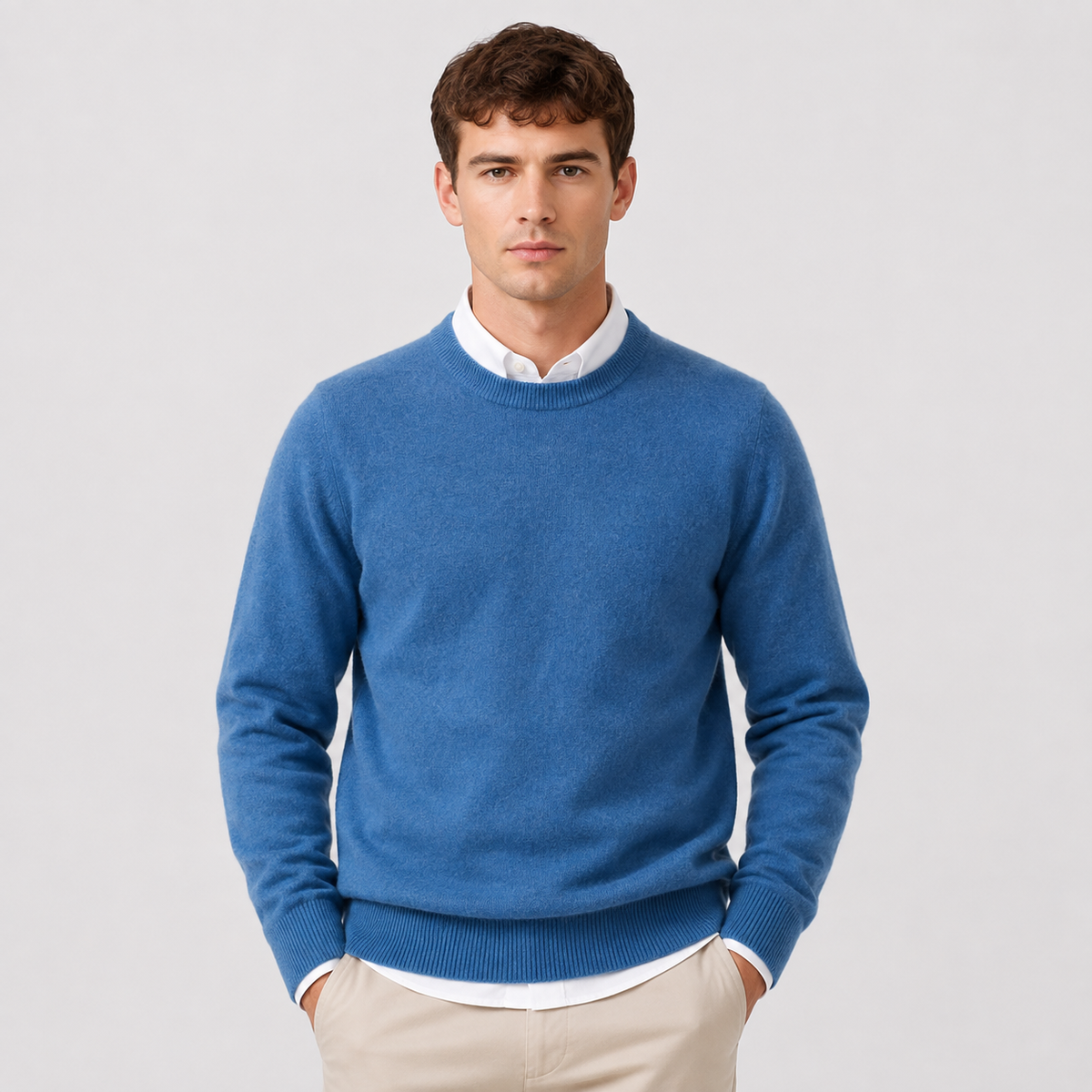 Men's Cashmere Blend Sweater - Crew Neck Long Sleeve