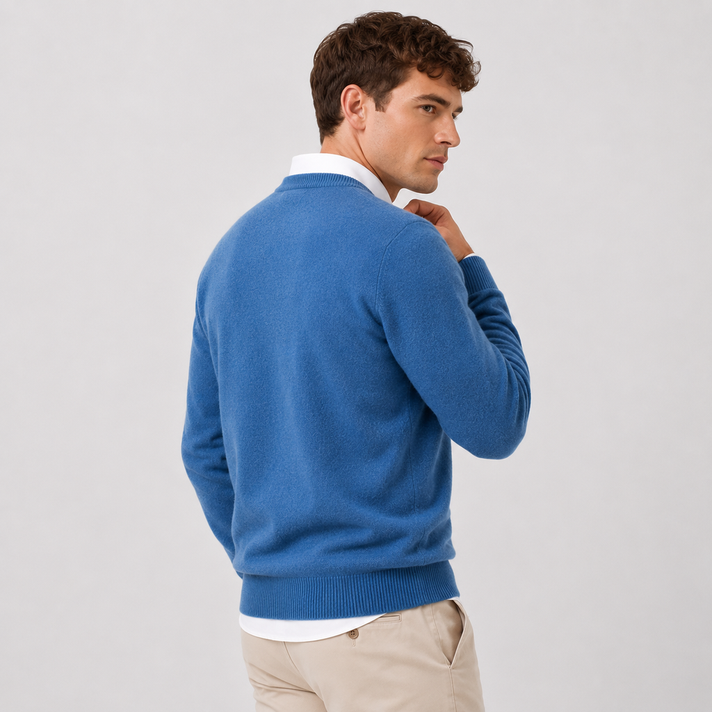 Men's Cashmere Blend Sweater - Crew Neck Long Sleeve