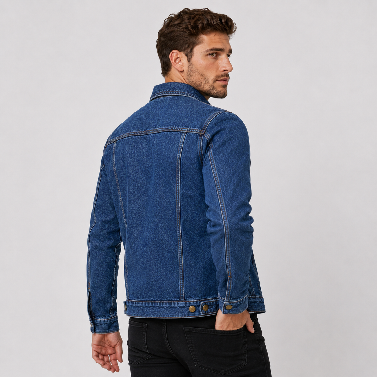 Men's Denim Jacket - Cotton Hooded Button Front