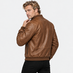 Men's PU Motorcycle Jacket Windproof Biker Style Workwear Coat
