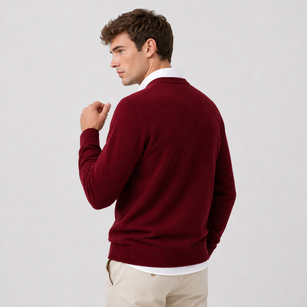 Men's Cashmere Blend Sweater - Crew Neck Long Sleeve
