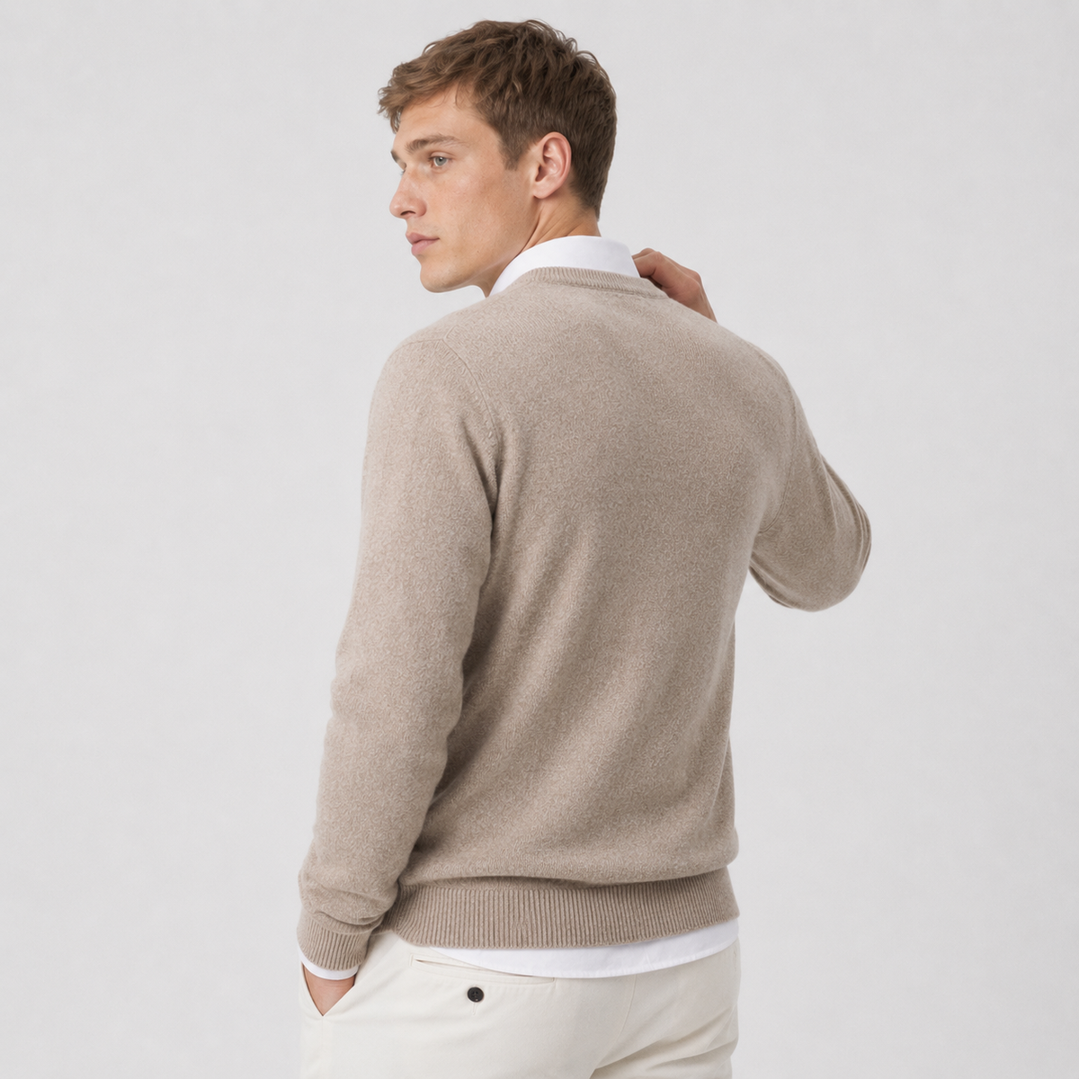 Men's Cashmere Blend Sweater - Crew Neck Long Sleeve