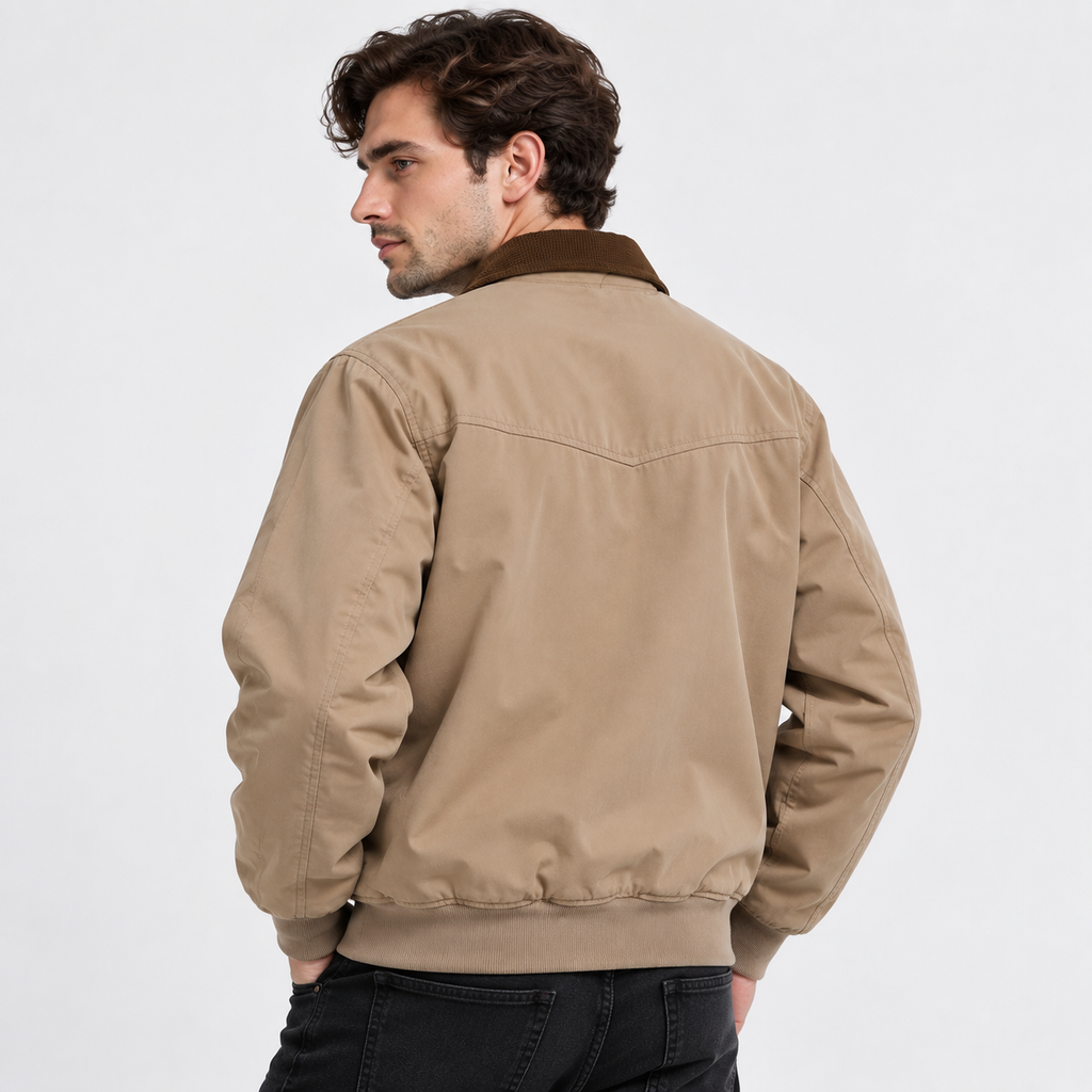 Men’s Vintage Workwear Jacket Lapel Collar Retro Flight Coat