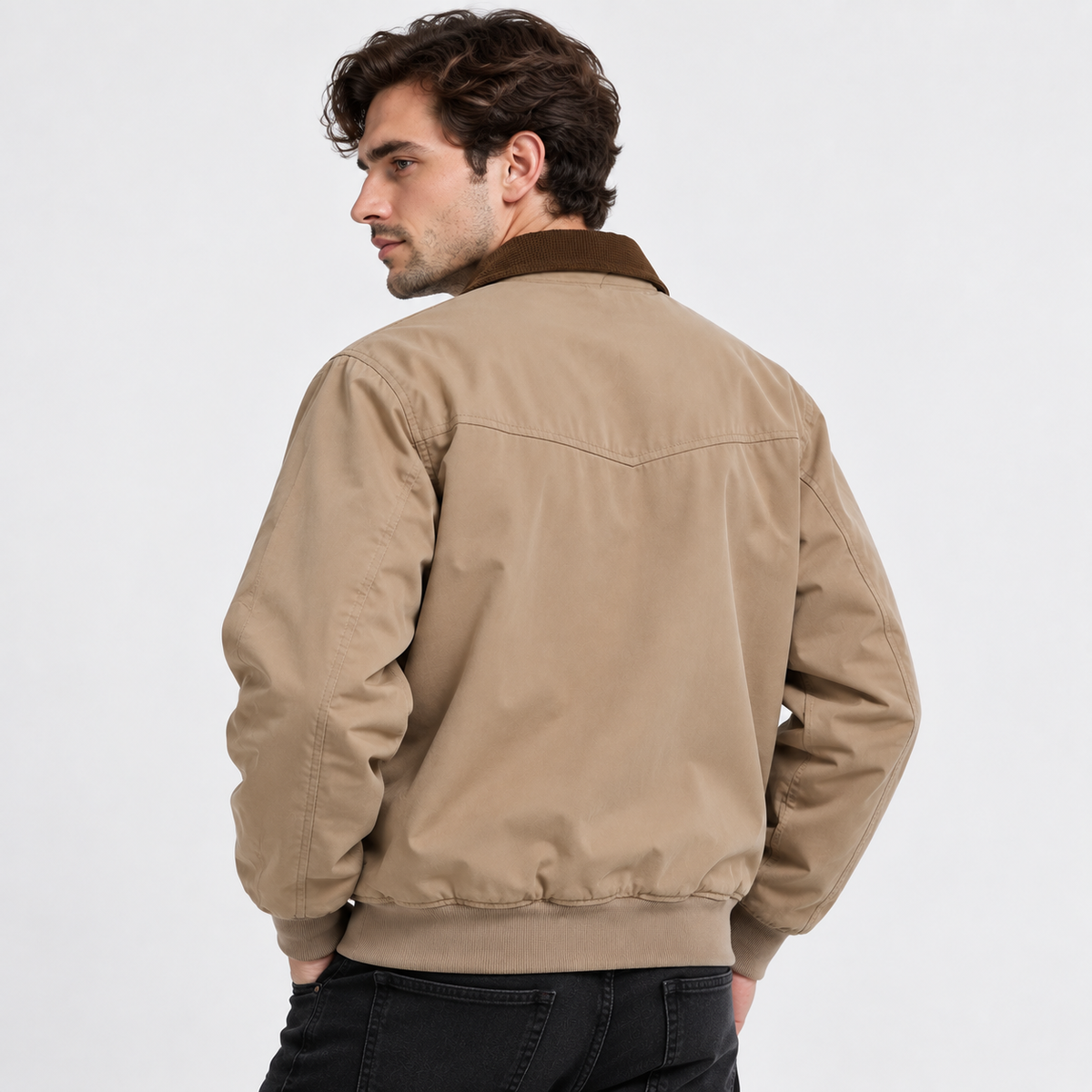 Men’s Vintage Workwear Jacket Lapel Collar Retro Flight Coat
