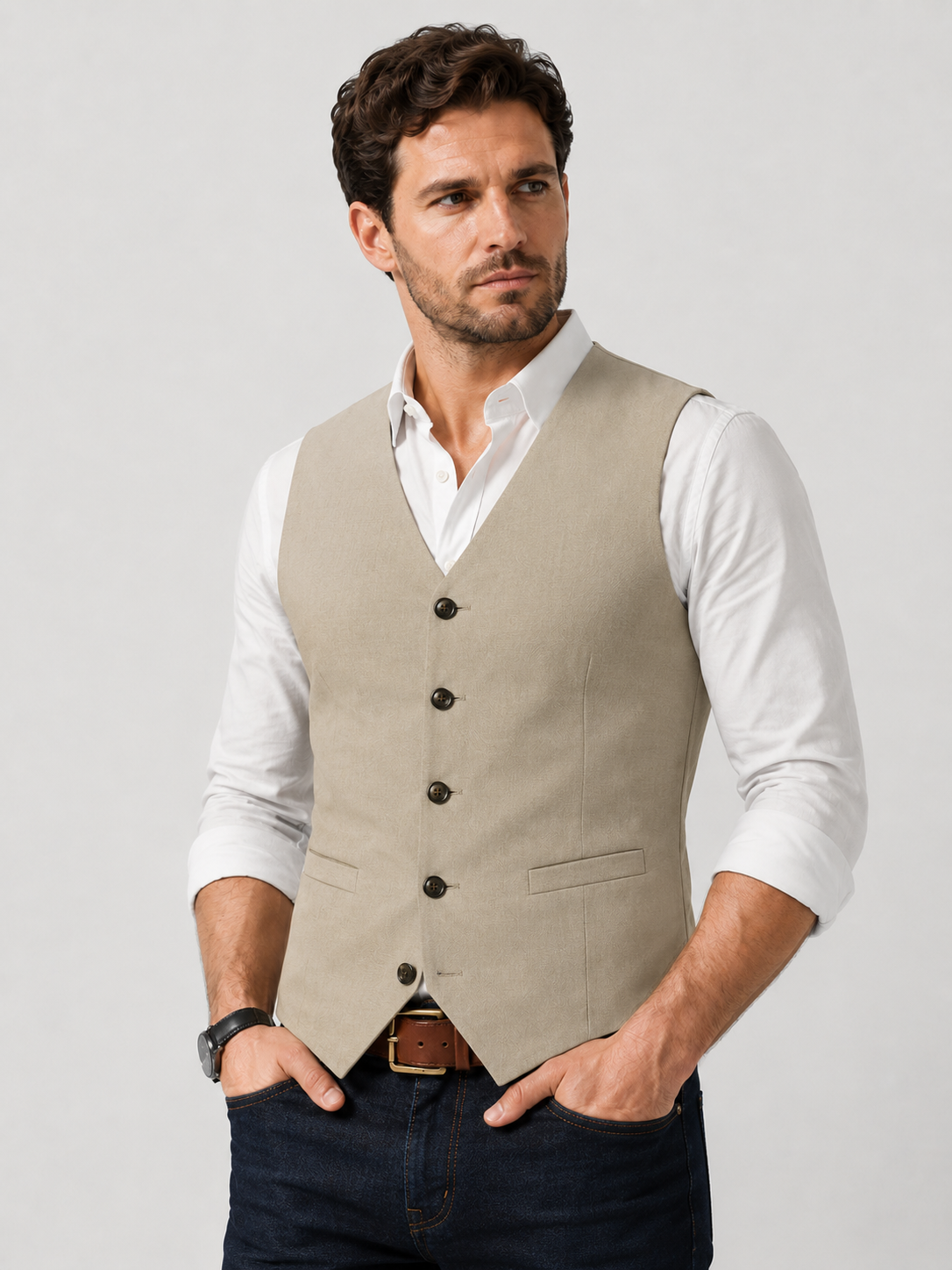 Men’s Classic Textured Tailored Vest