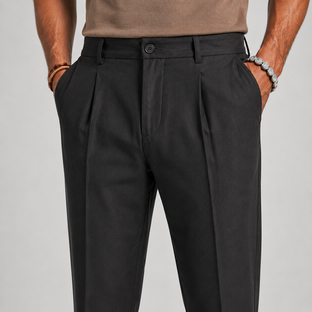 Men’s Classic Wool-Blend Straight-Leg Trousers