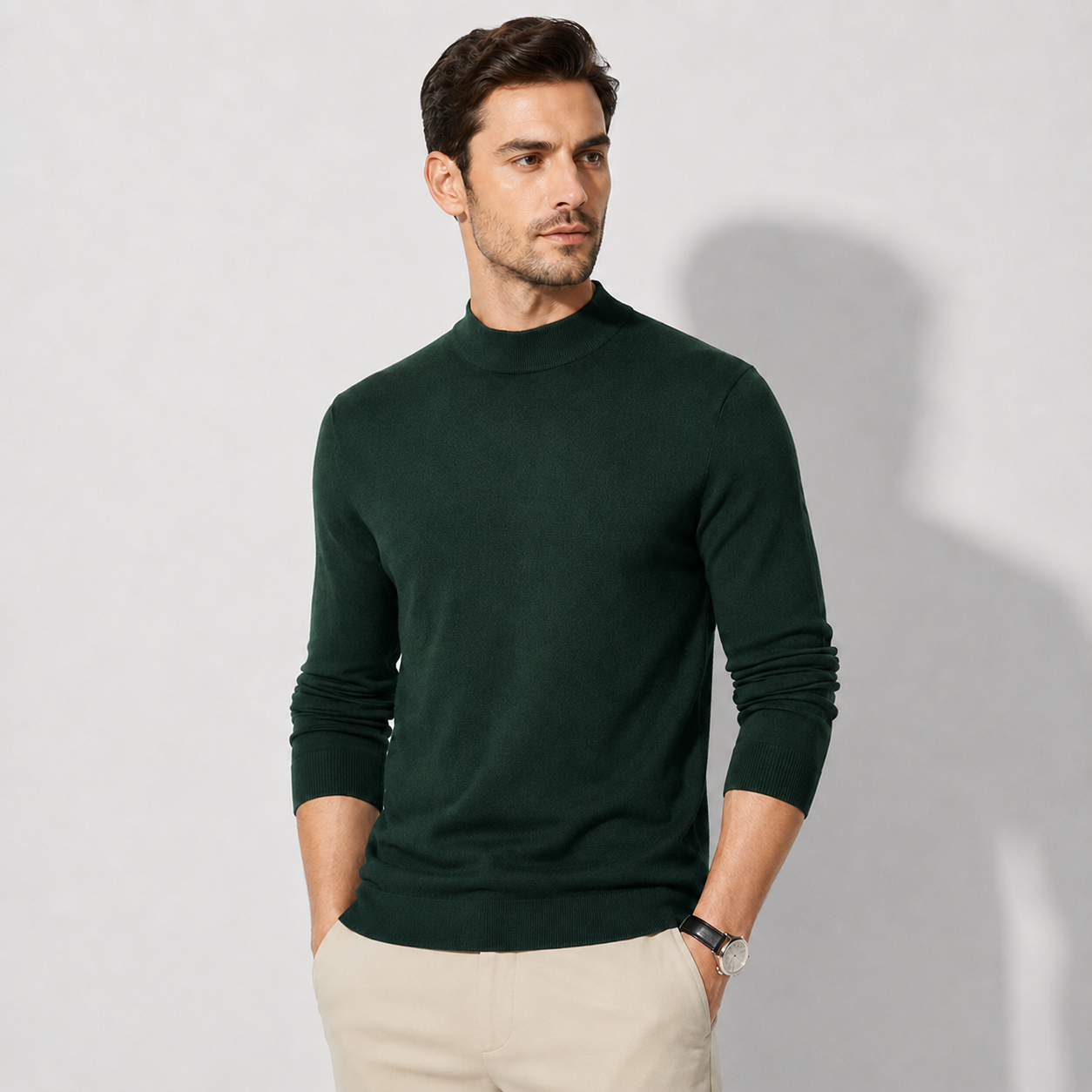 Men’s Half-Turtleneck Cashmere Knit Sweater