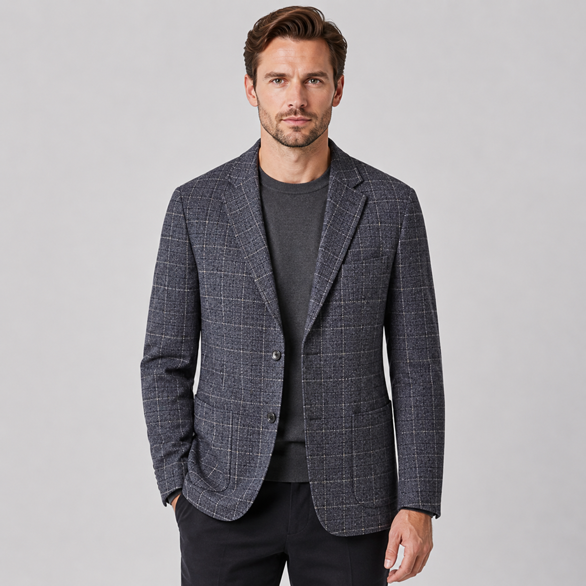 Men's Plaid Blazer - British Style Single-Breasted Jacket