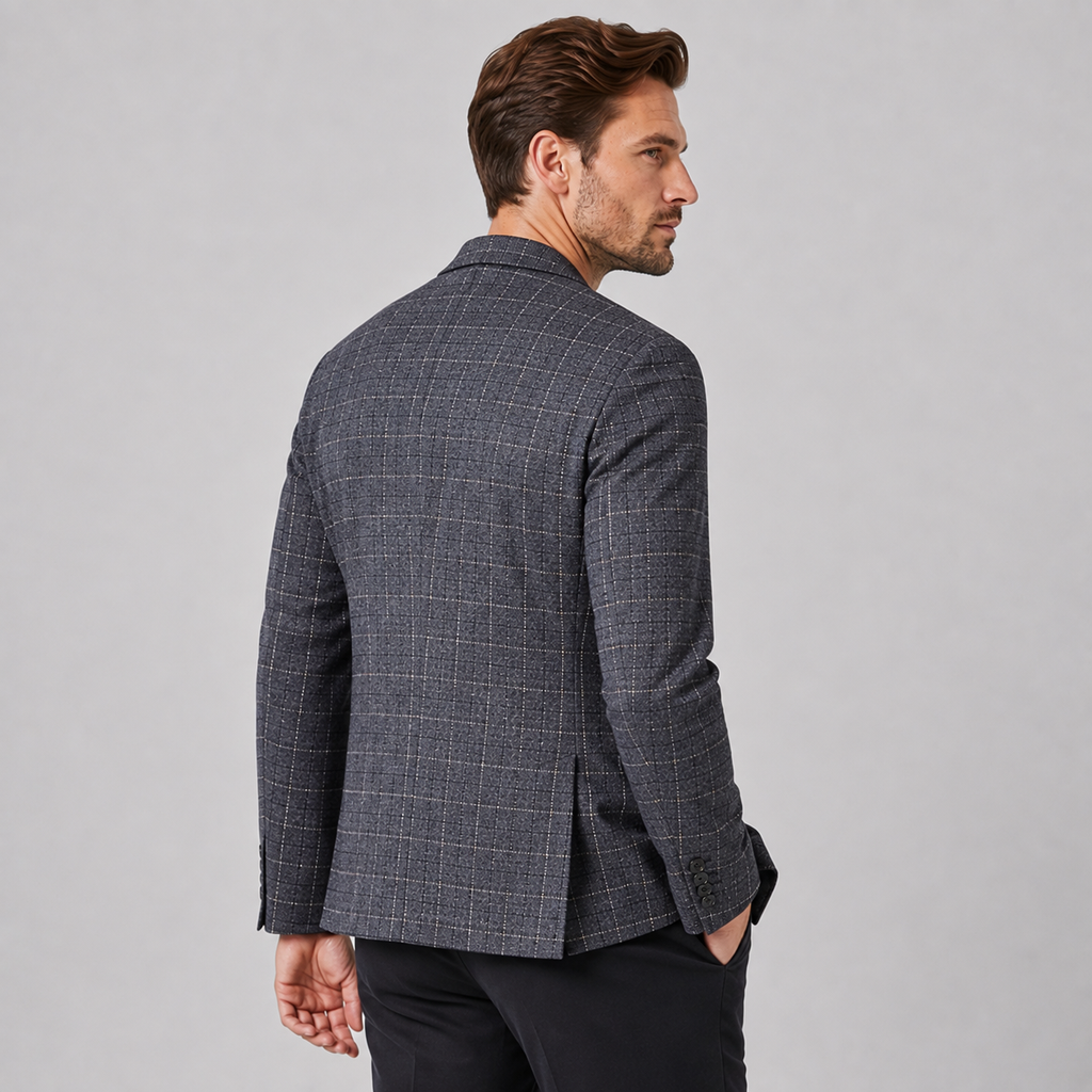 Men's Plaid Blazer - British Style Single-Breasted Jacket