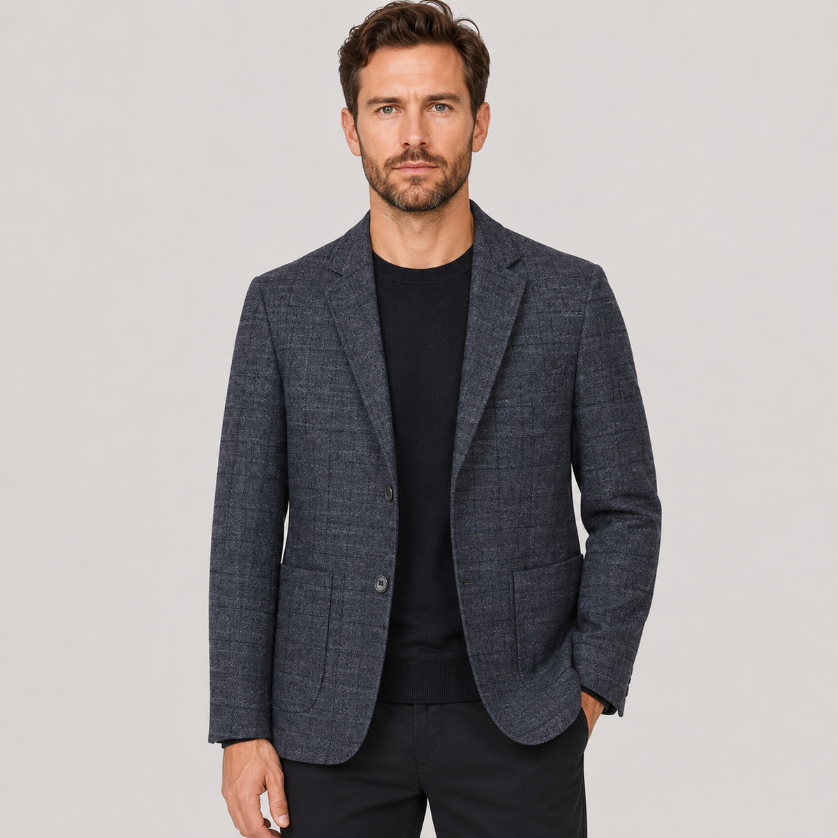 Men's Plaid Blazer - British Style Single-Breasted Jacket