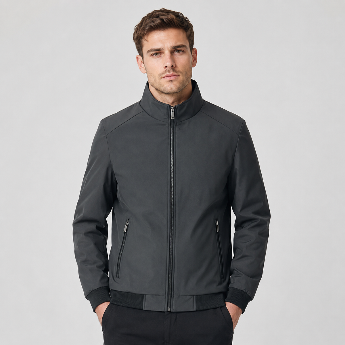 Men's Fleece Jacket - Thickened Stand Collar Zip-Up