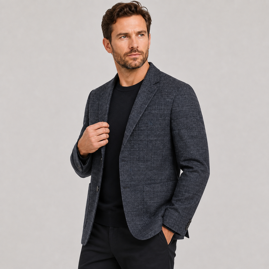 Men's Plaid Blazer - British Style Single-Breasted Jacket