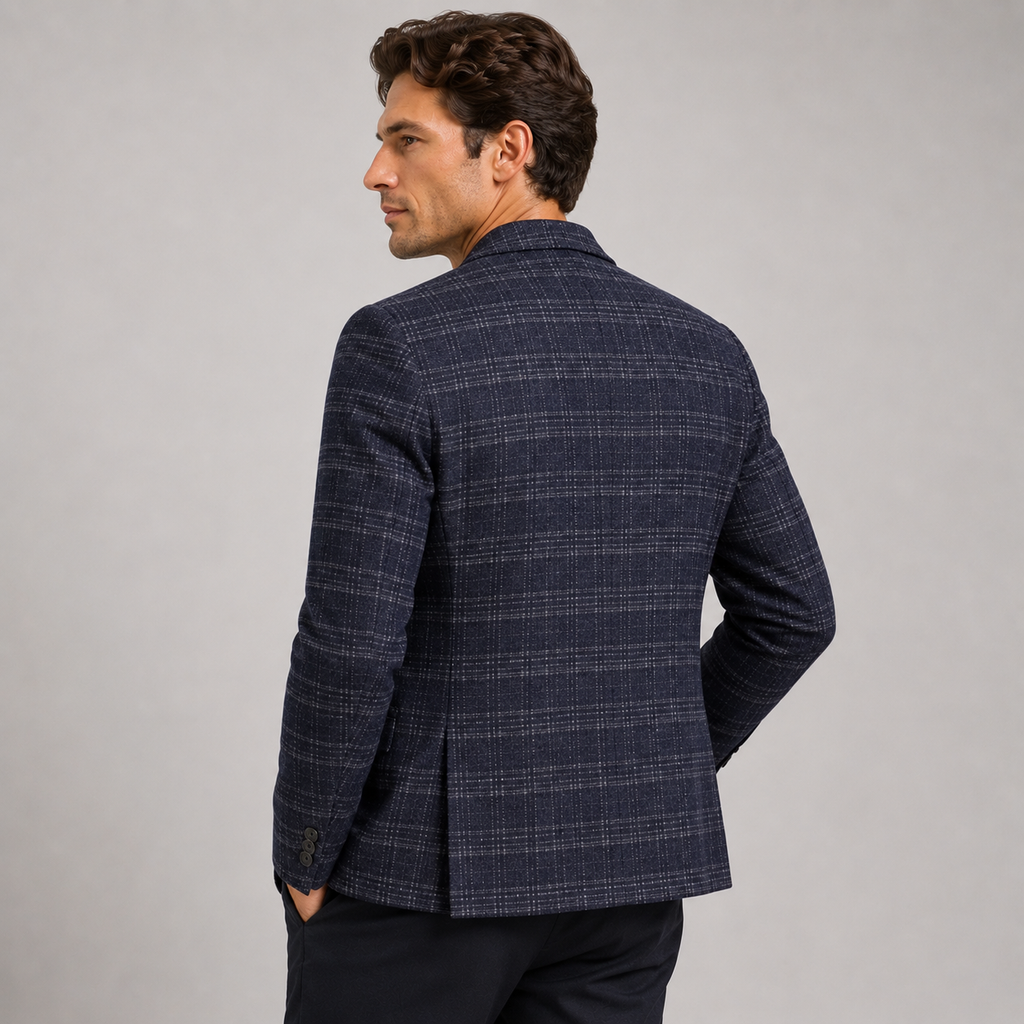 Men's Plaid Blazer - British Style Single-Breasted Jacket