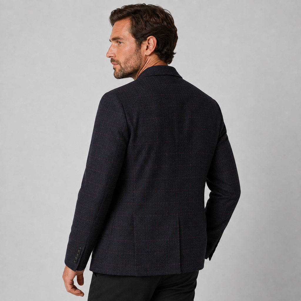 Men's Plaid Blazer - British Style Single-Breasted Jacket