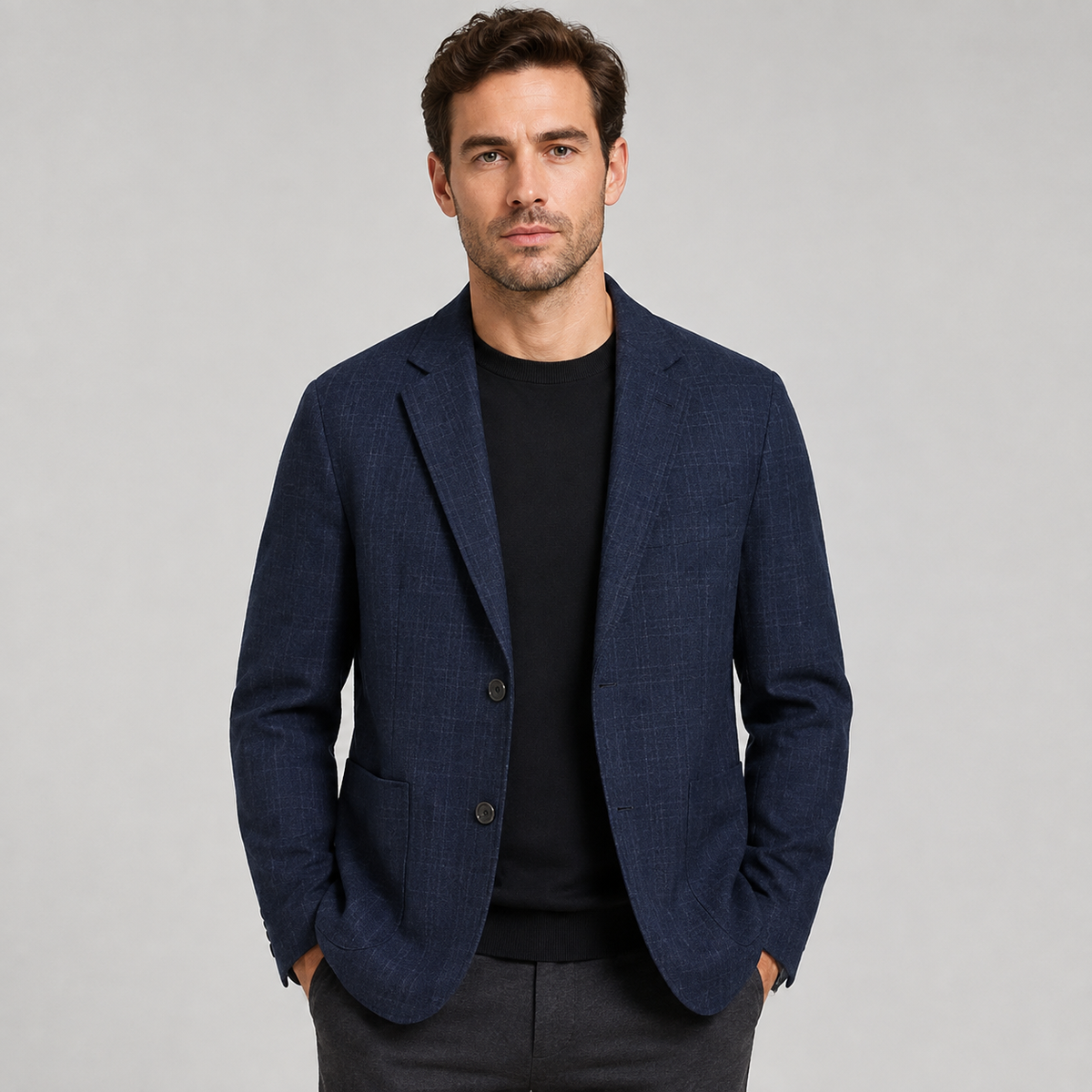 Men's Plaid Blazer - British Style Single-Breasted Jacket