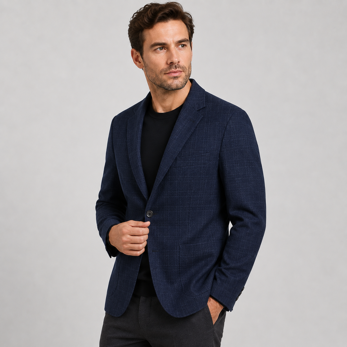 Men's Plaid Blazer - British Style Single-Breasted Jacket