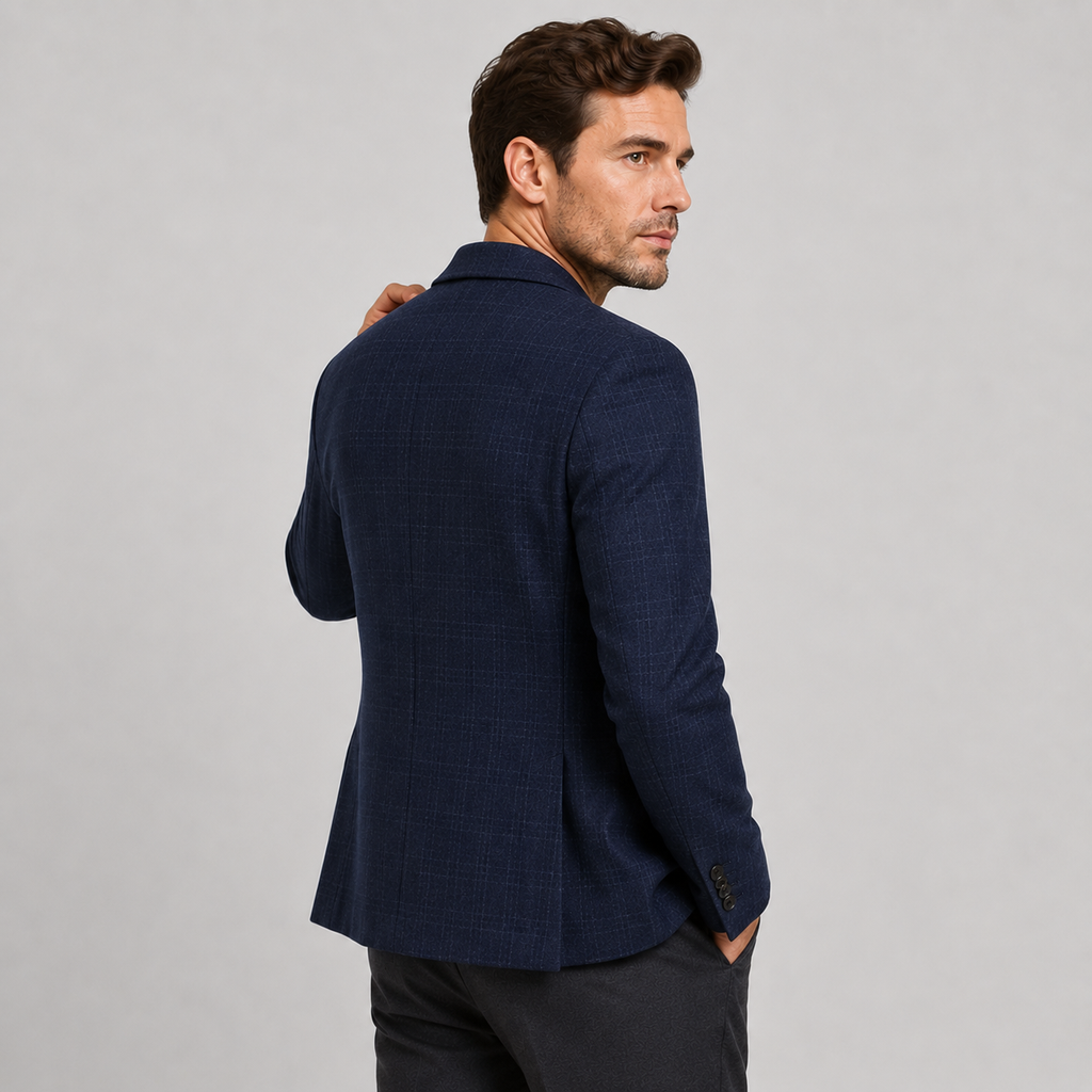 Men's Plaid Blazer - British Style Single-Breasted Jacket