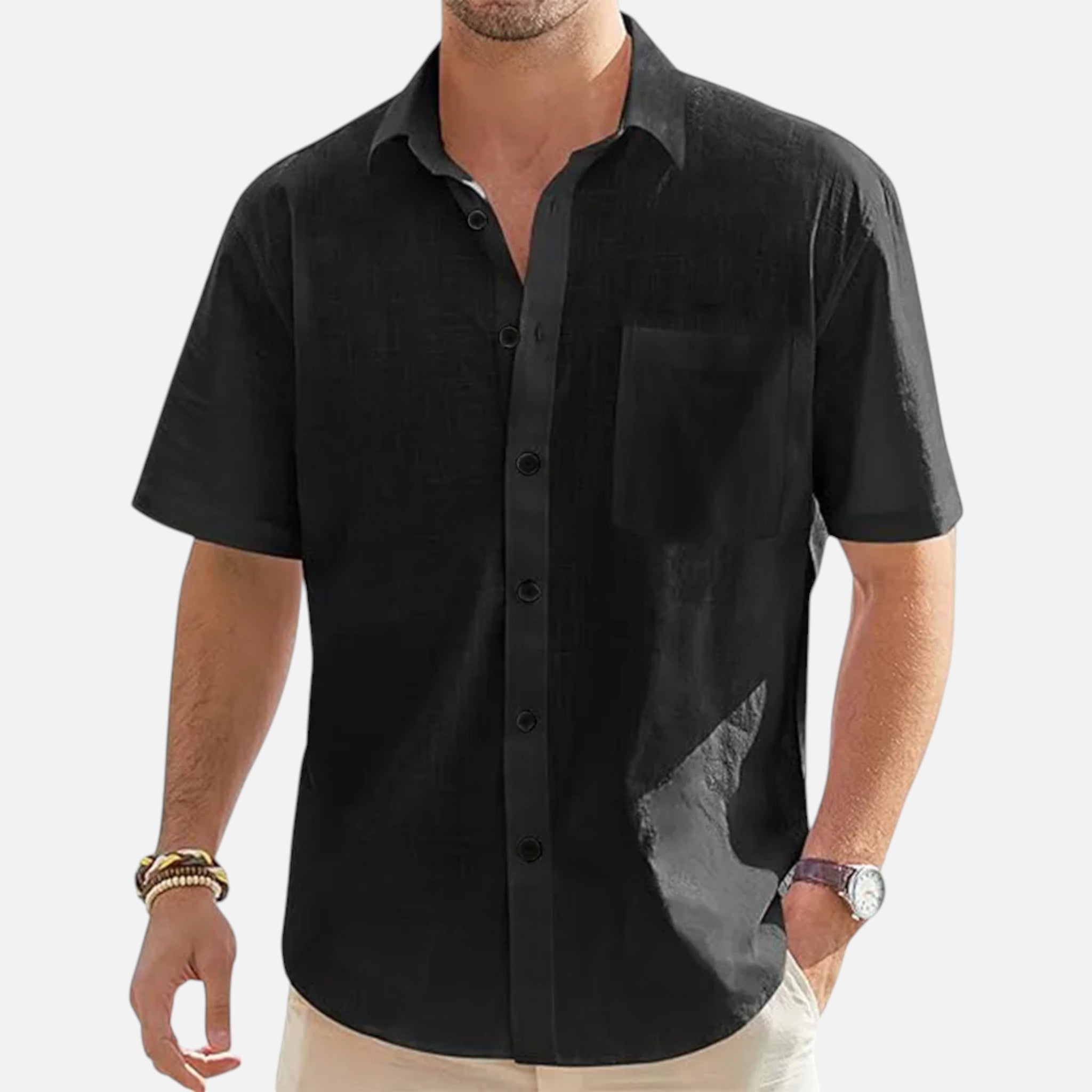 Maison Delmont | Men’s Cotton Blend Beach Shirt