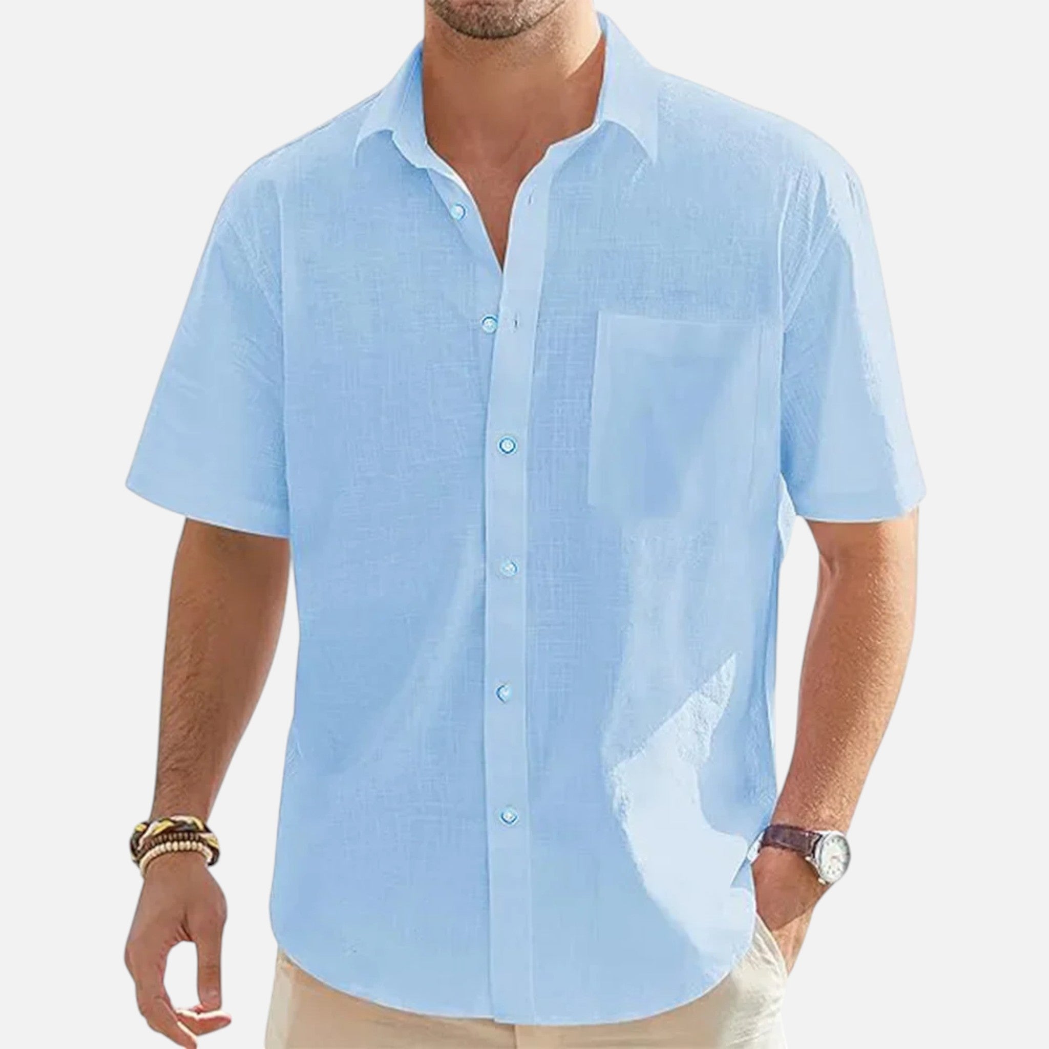 Maison Delmont | Men’s Cotton Blend Beach Shirt